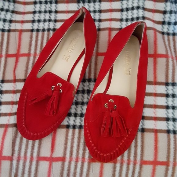 Red Caprito Tassel Loafers Size 37 Made in Turkey - Picture 1 of 3